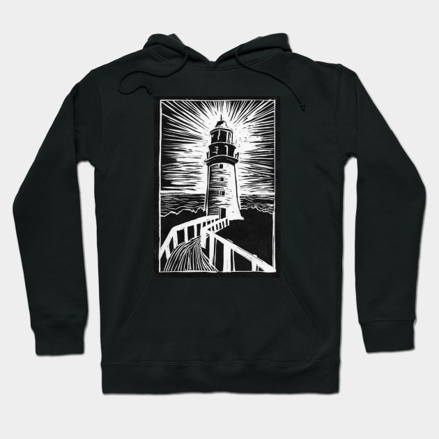 Lighthouse Linocut Hoodie by TinaPrints